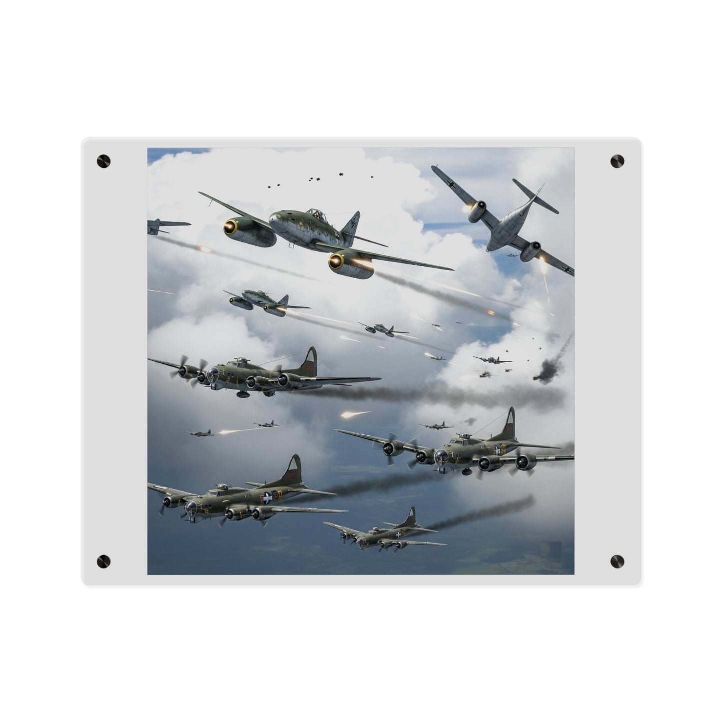 Acrylic Wall Art Panel - German jet fighters attacking US bombing formations