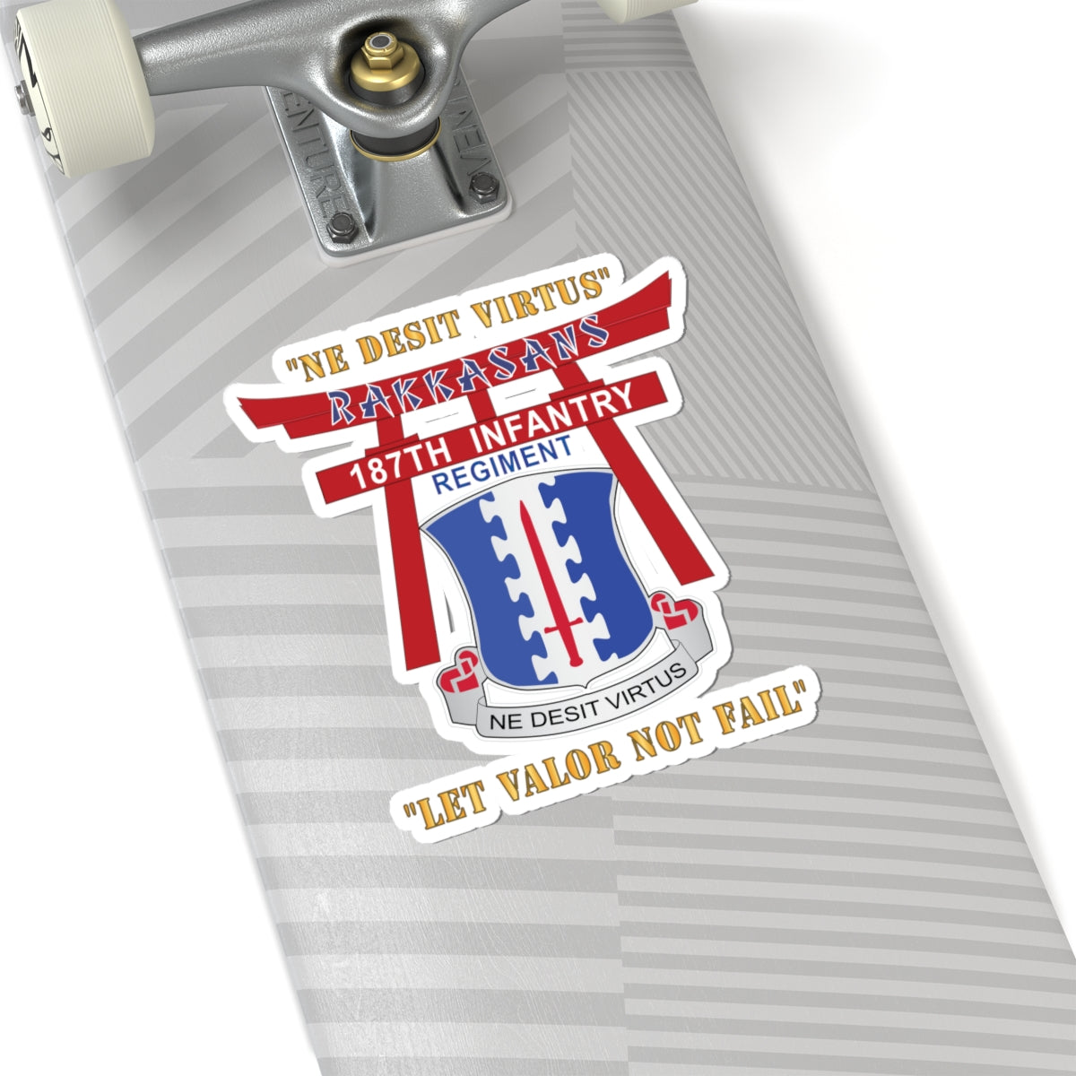 Kiss-Cut Stickers - 187th Infantry Regiment - Torii, Rakkasans, Let Valor Not Fail, English, Latin X 300