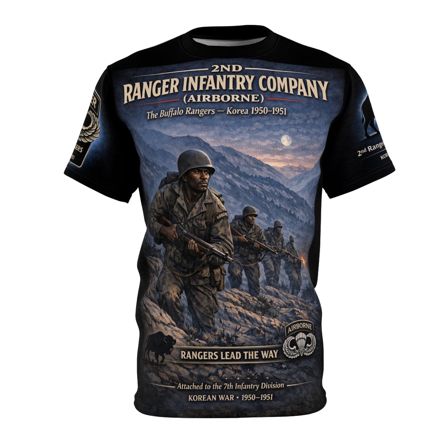 Buffalo Rangers 2nd Ranger Infantry Company (Airborne) Korean War Tribute Tee