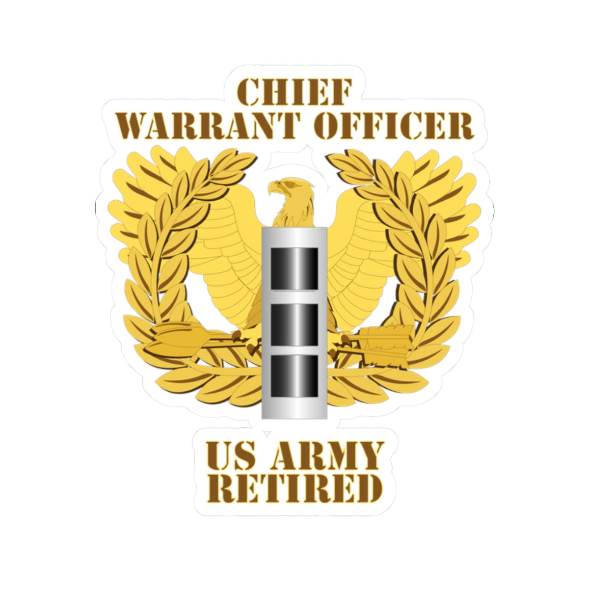 Kiss-Cut Stickers - Emblem - Warrant Officer - CW3 - Retired X 300