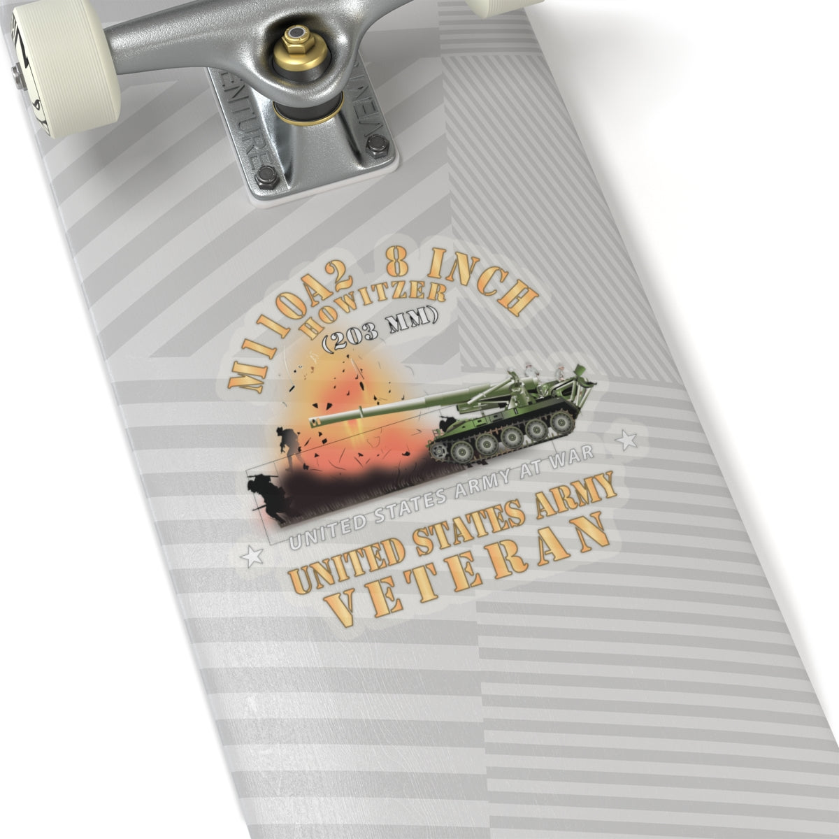 Kiss-Cut Stickers - M110A2 - 8 Inch 203mm Howitzer - US Army Veteran w Fire At War X 300