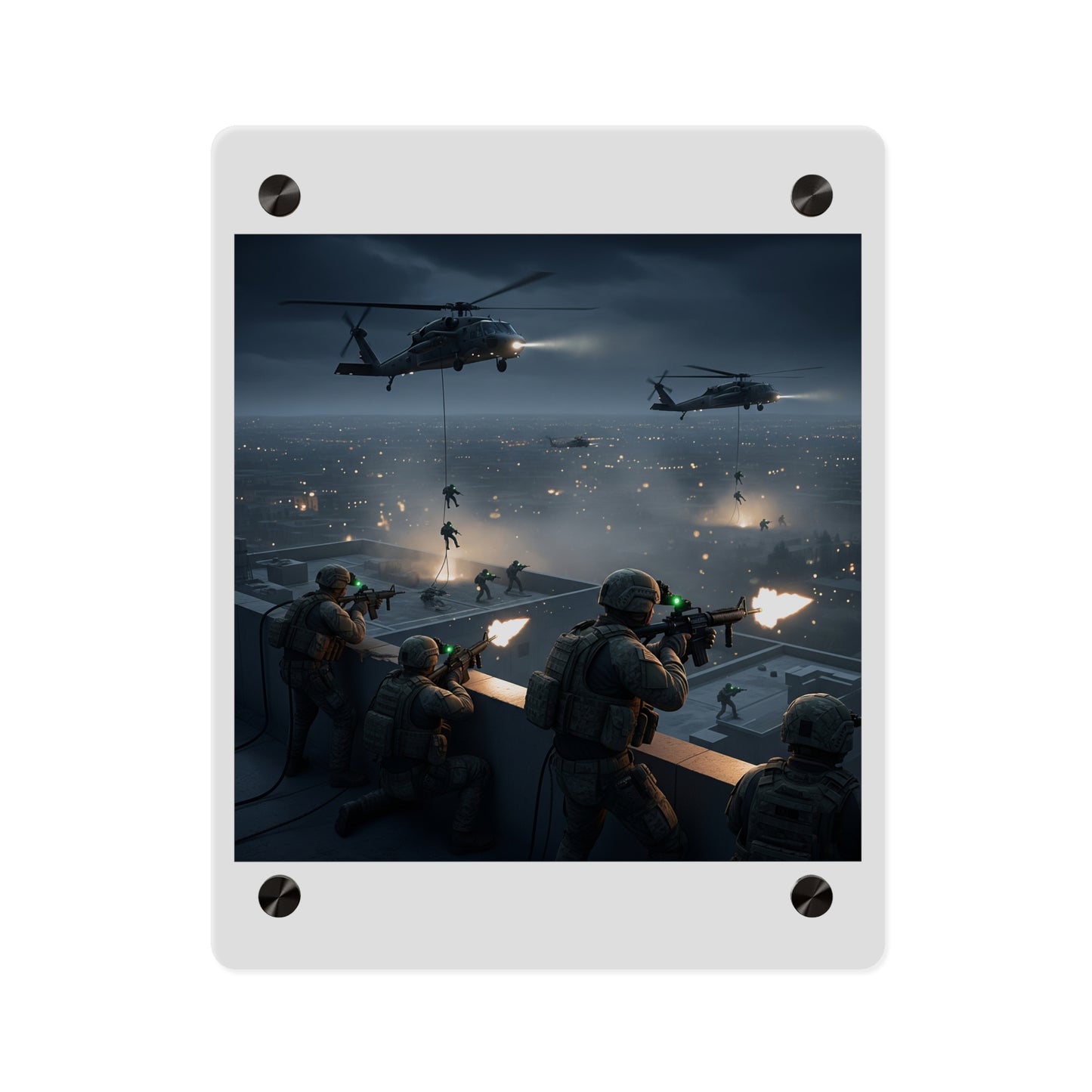 Acrylic Wall Art Panel - Night Air Assault by Army Rangers
