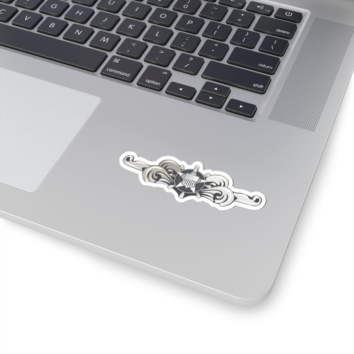 Kiss-Cut Stickers - USCG - Cutterman Badge - Enlisted - Silver wo Txt