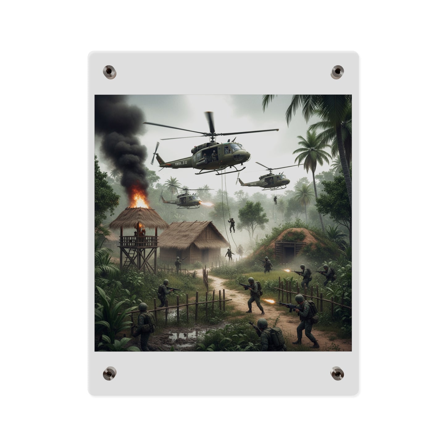 Acrylic Wall Art Panel - Vietnam Village Helicopter Assault