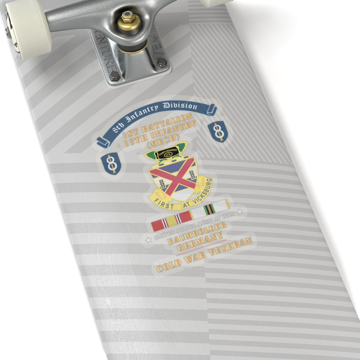 Kiss-Cut Stickers - 8th Infantry Division Scroll - 1st Bn 13th Infantry (Mech) - Baumholder Germany - Cold War Vet w COLD SVC X 300