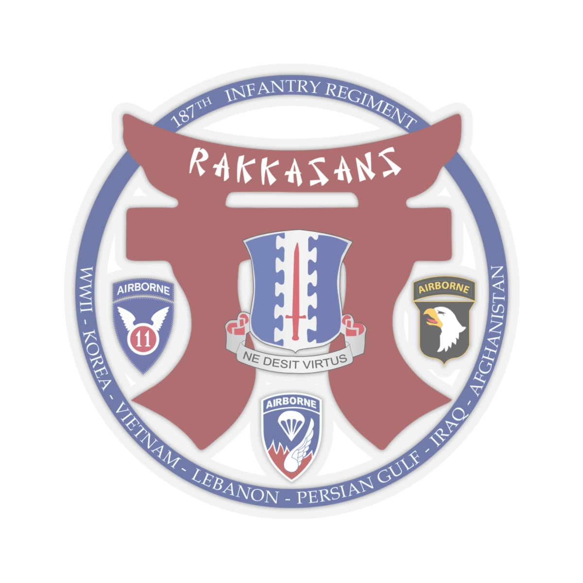 Kiss-Cut Stickers - 187th INF Regiment - Rakkasans