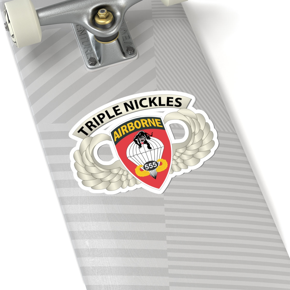 Kiss-Cut Stickers - Airborne Badge - 555th Parachute Infantry Bn - SSI w Triple NIckles Tab X 300