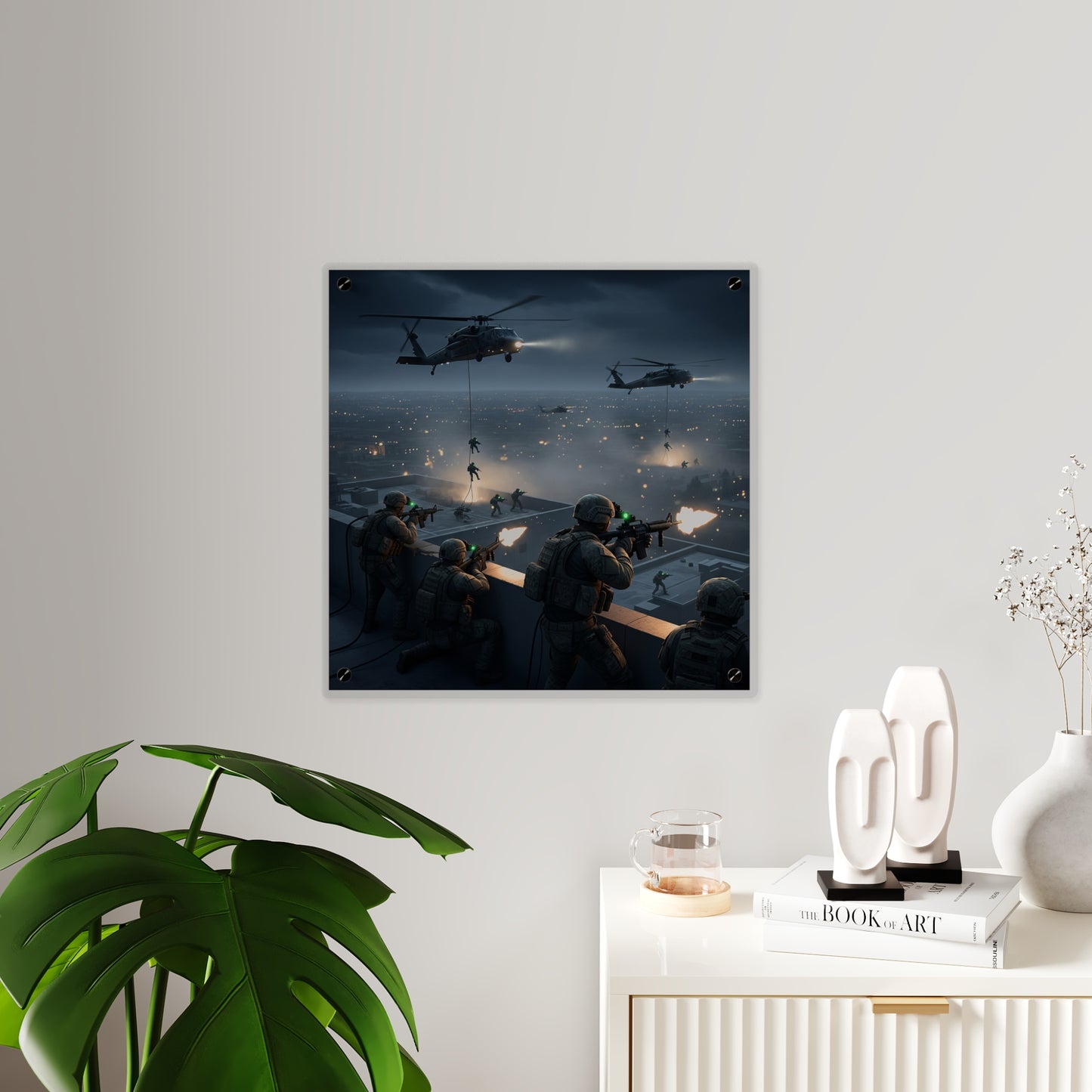 Acrylic Wall Art Panel - Night Air Assault by Army Rangers