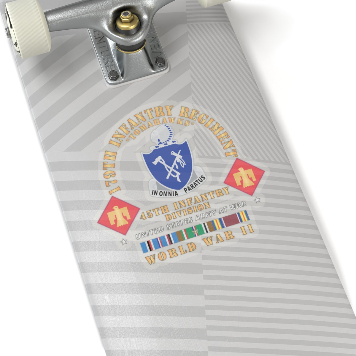 Kiss-Cut Stickers - 179th Infantry Regiment - Tomahawks - DUI - 45th ID - WWII w EUR SVC X 300