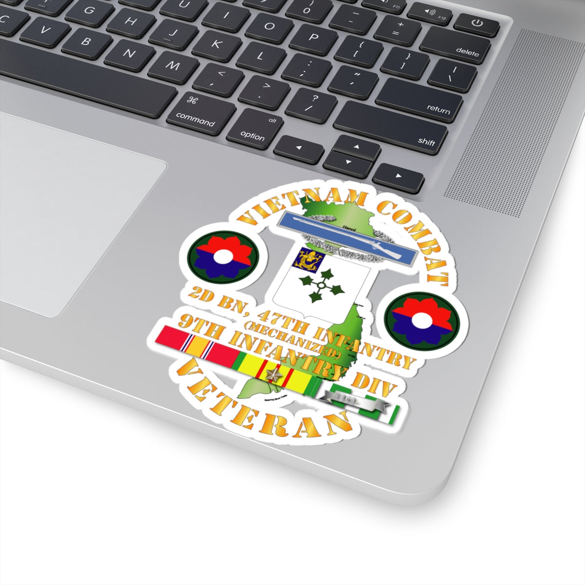 Kiss-Cut Stickers - Vietnam Combat Infantry Veteran w 2nd Bn 47th Inf (Mech) - 9th ID SSI