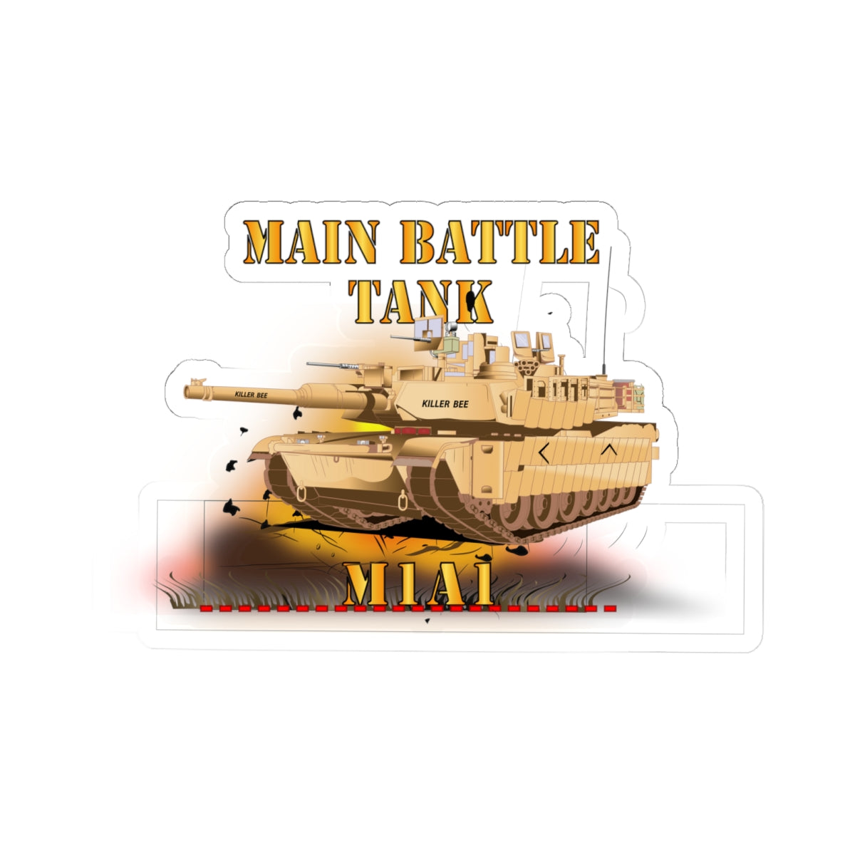 Kiss-Cut Stickers - Main Battle Tank - M1A1 X 300