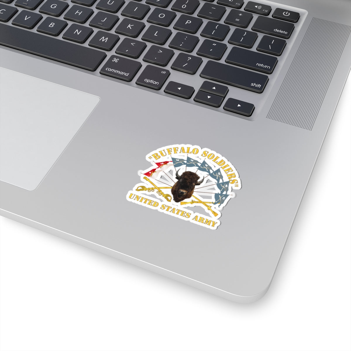Kiss-Cut Stickers - Buffalo Soldiers - Infantry - Cavalry Guidons w Buffalo Head - US Army X 300