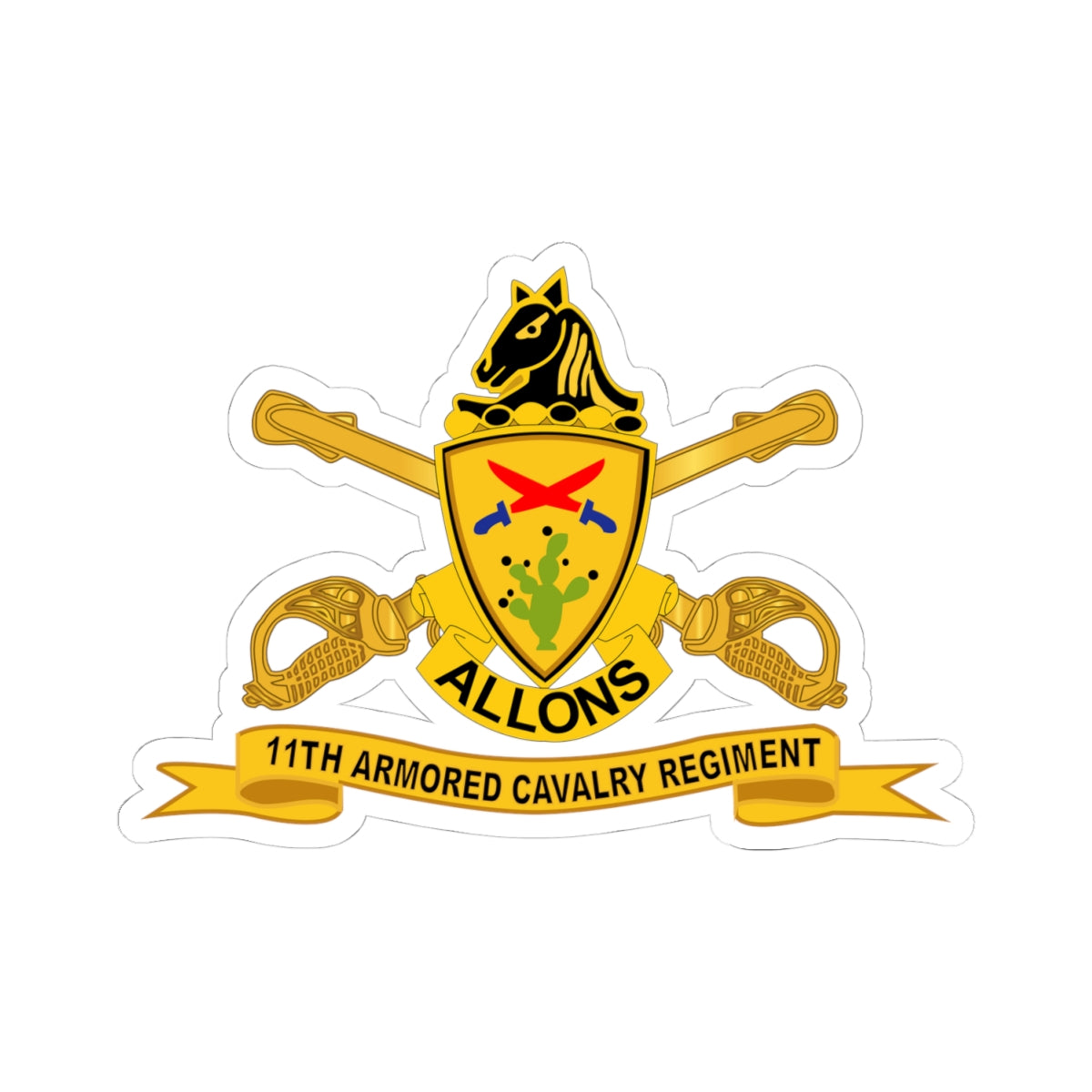 Kiss-Cut Stickers - 11th Armored Cavalry Regiment w Br - Ribbon