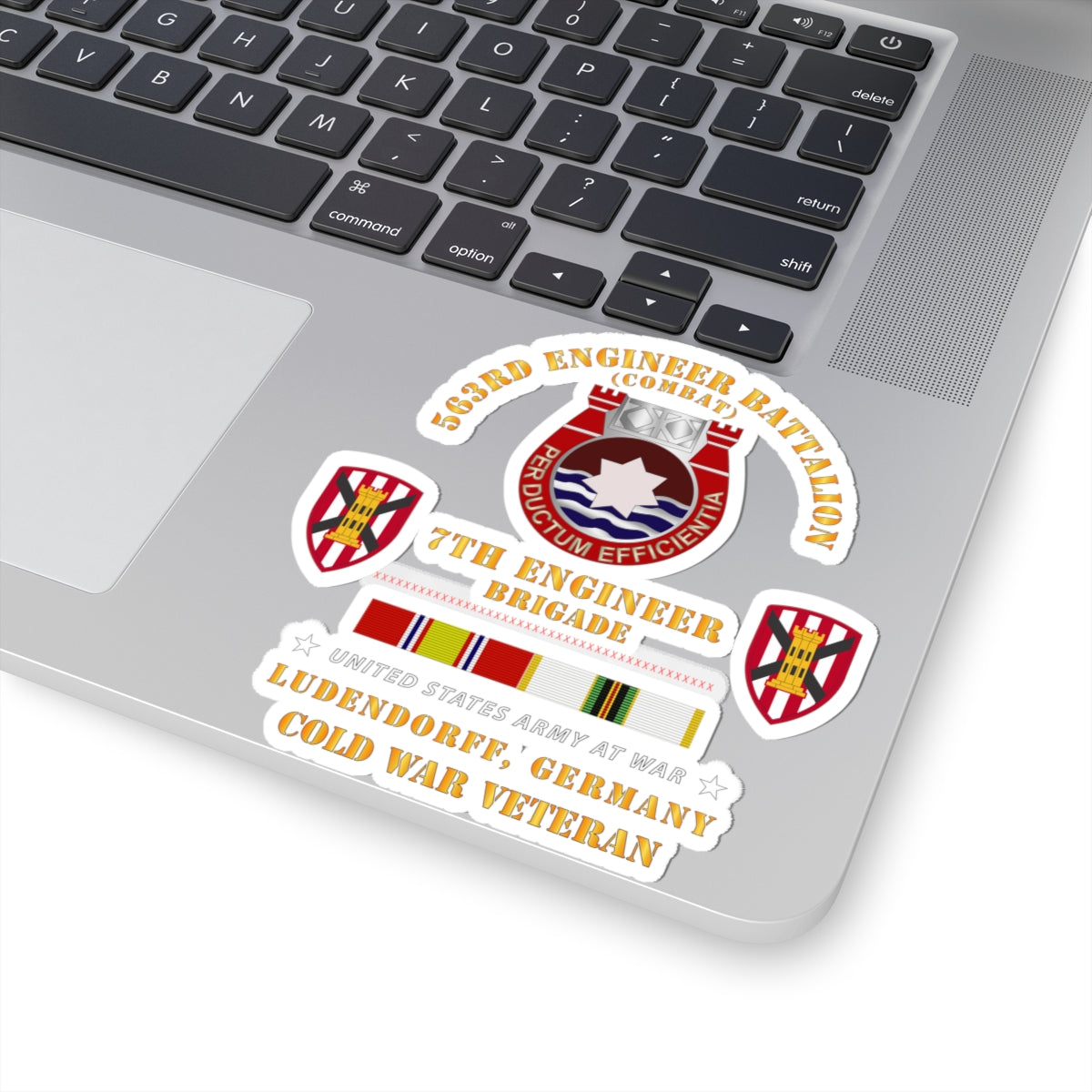 Kiss-Cut Stickers - 563rd Engineer Bn, 7th Eng Bde, Ludendorff, Germany w COLD SVC X 300