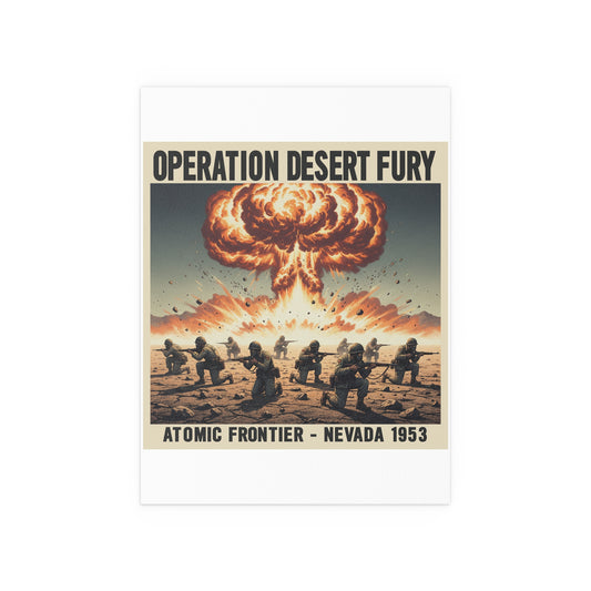 Indoor and Outdoor Silk Posters - Atomic Testing in Nevada Desert Operation Fury