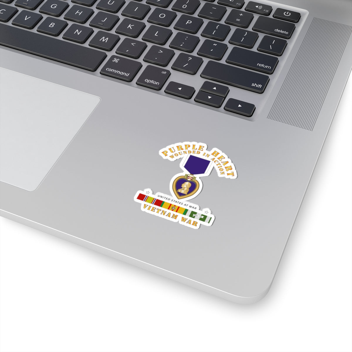 Kiss-Cut Stickers - Purple Heart - Wounded In Action w Vietnam Service Ribbons