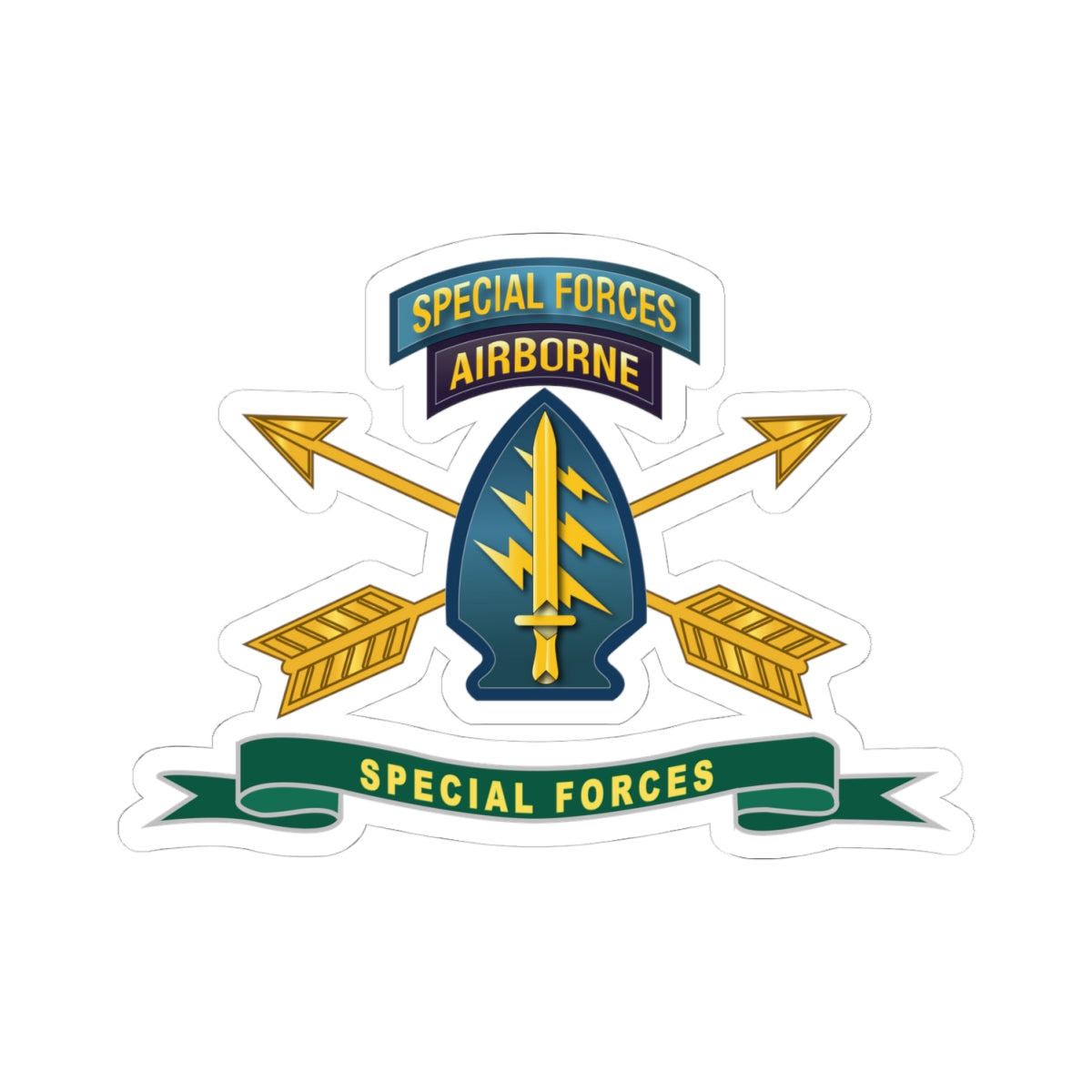 Kiss-Cut Stickers - Special Forces - SSI w Tab - Br - Ribbon X 300