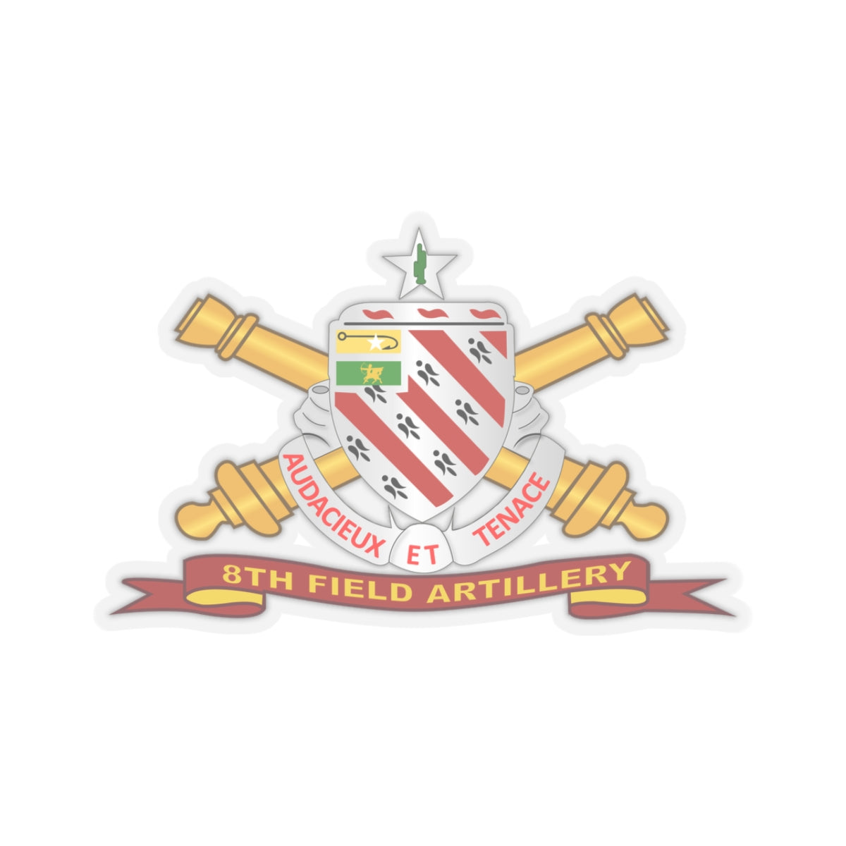 Kiss-Cut Stickers - 8th Field Artillery w Br - Ribbon