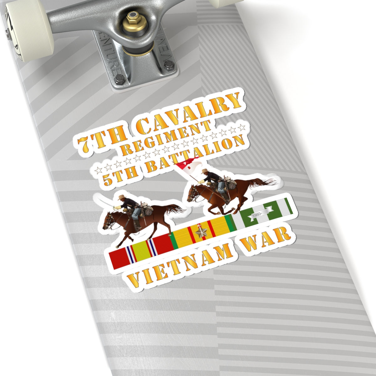 Kiss-Cut Stickers - 5th Battalion, 7th Cavalry Regiment - Vietnam War wt 2 Cav Riders and VN SVC X300