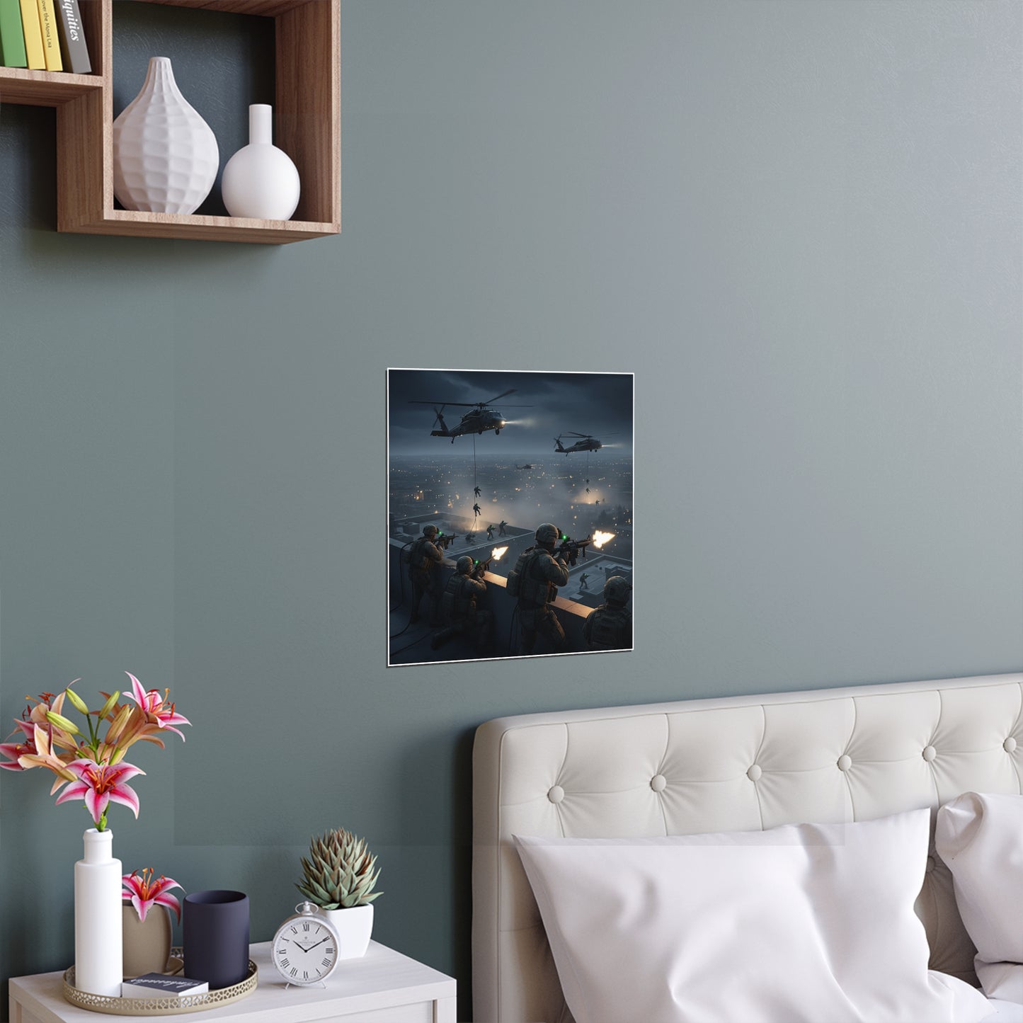 Indoor and Outdoor Silk Posters - Night Air Assault by Army Rangers