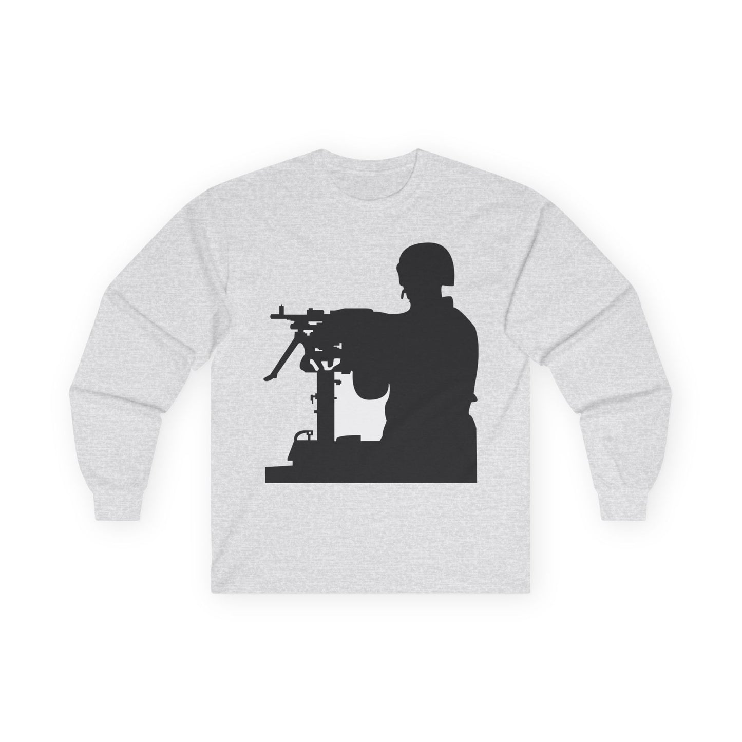 Unisex Ultra Cotton Long Sleeve Tee -Army - Soldier - MG Vehicle Mounted - Silhouette X 300