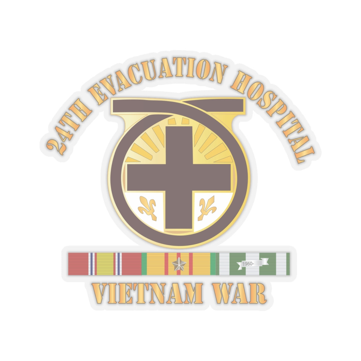 Kiss-Cut Stickers - 24th Evacuation Hospital - Vietnam War w V N SVC