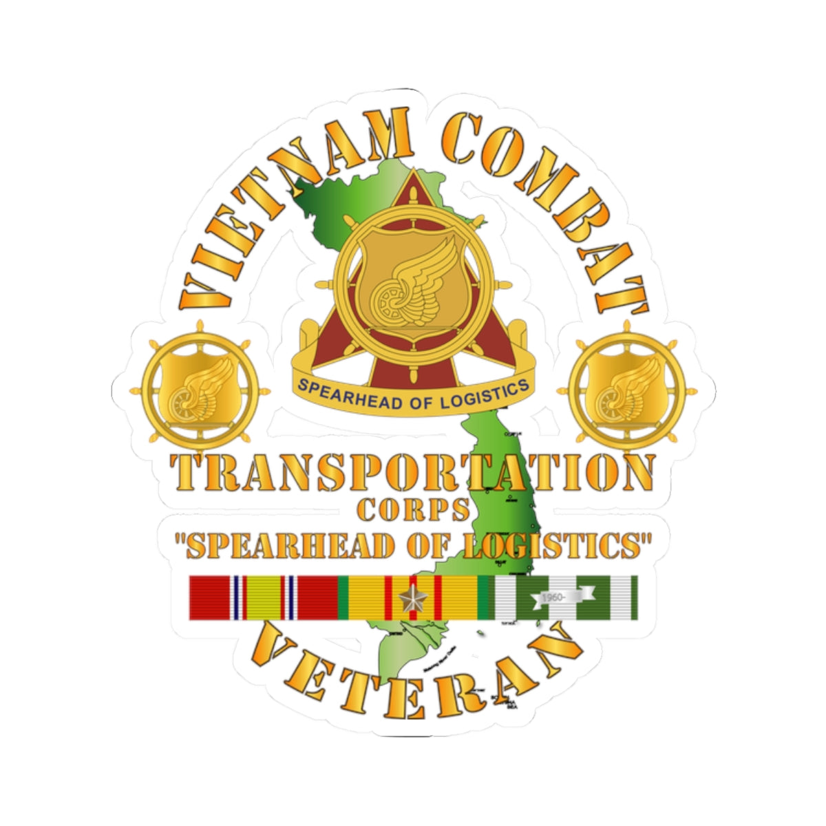 Kiss-Cut Stickers - Vietnam Combat Vet - Transportation Corps w VN SVC X 300