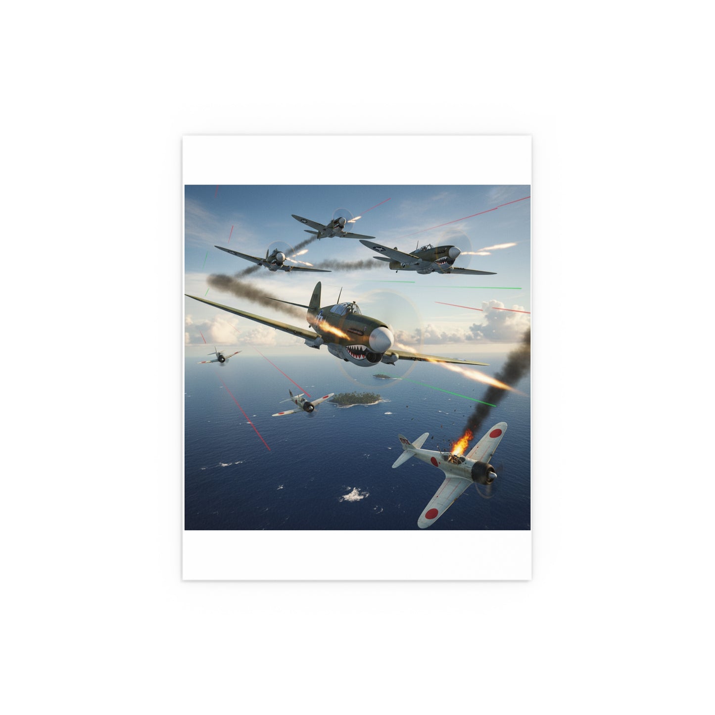 Indoor and Outdoor Silk Posters - Curtis P-40 Kittyhawk w Machine Guns Blazing