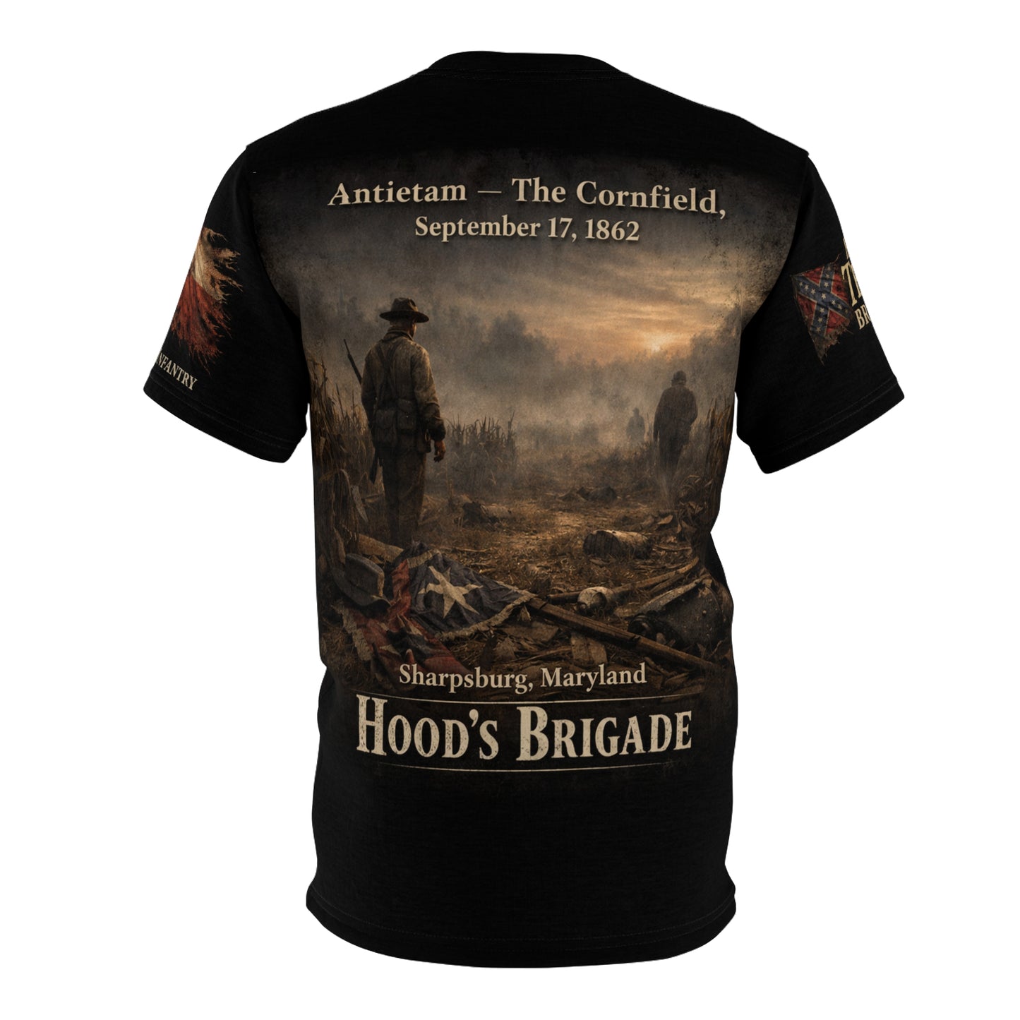 Antietam 1862 — 1st Texas Infantry Cornfield All‑Over Print Tee