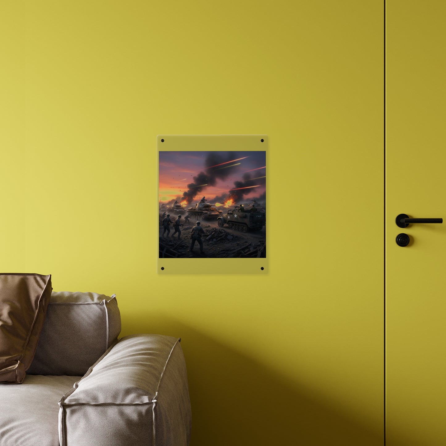 Acrylic Wall Art Panel - M3A1 Half-track 9th Armor Division vs German Armor