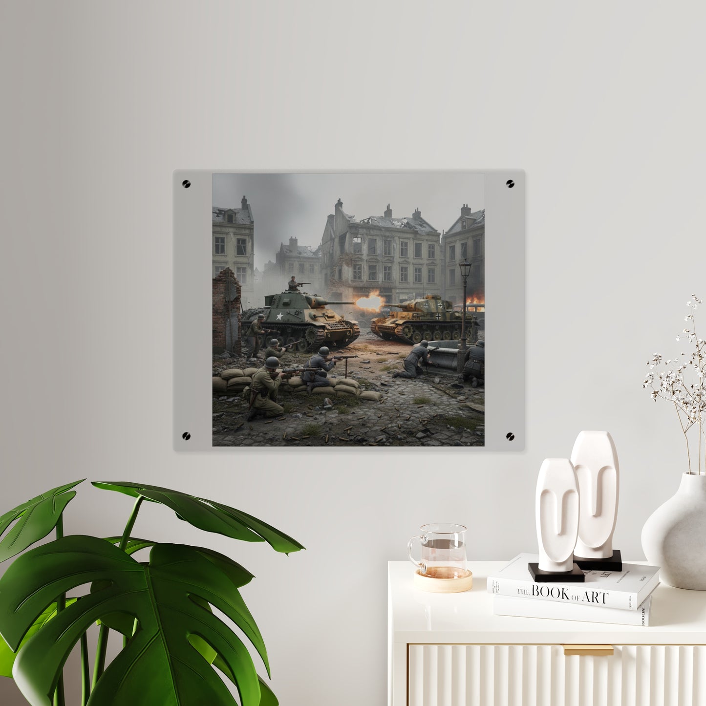 Acrylic Wall Art Panel - US Tank Destroyer - M10 Wolverine Battles a German Panzer Tank