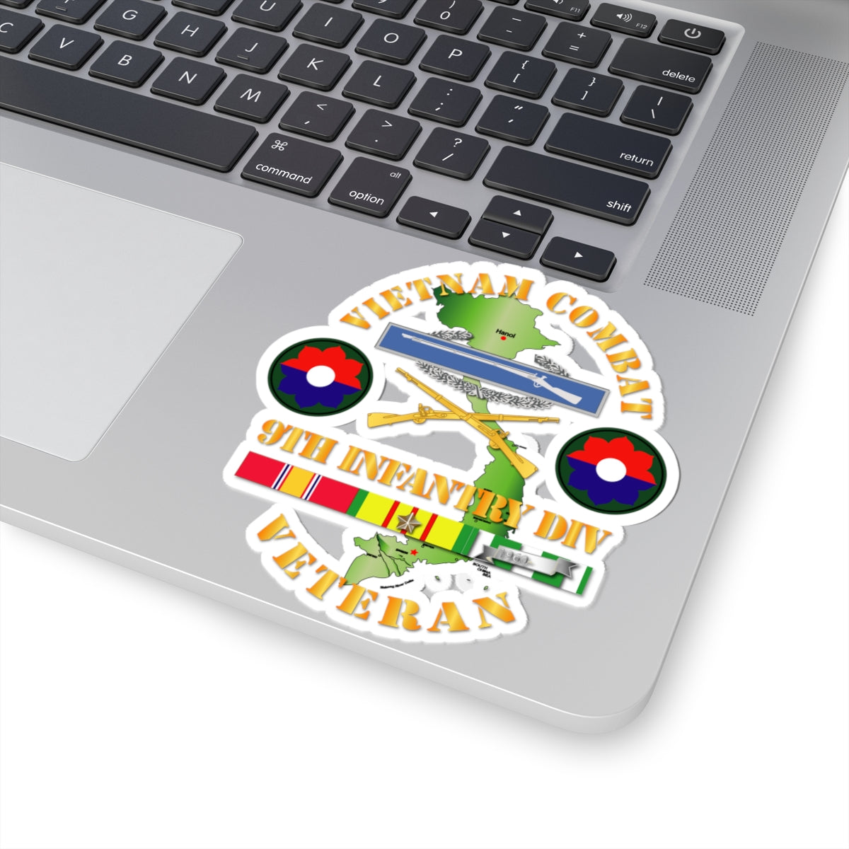 Kiss-Cut Stickers - Vietnam Combat Infantry Veteran w 9th Inf Div SSI V1