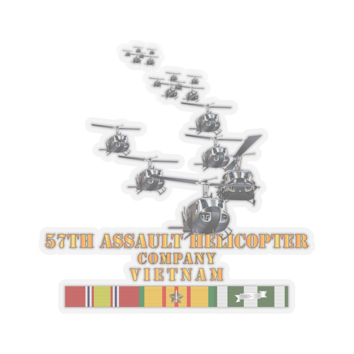 Kiss-Cut Stickers - 57th Assault Helicopter Co w VN SVC X 300