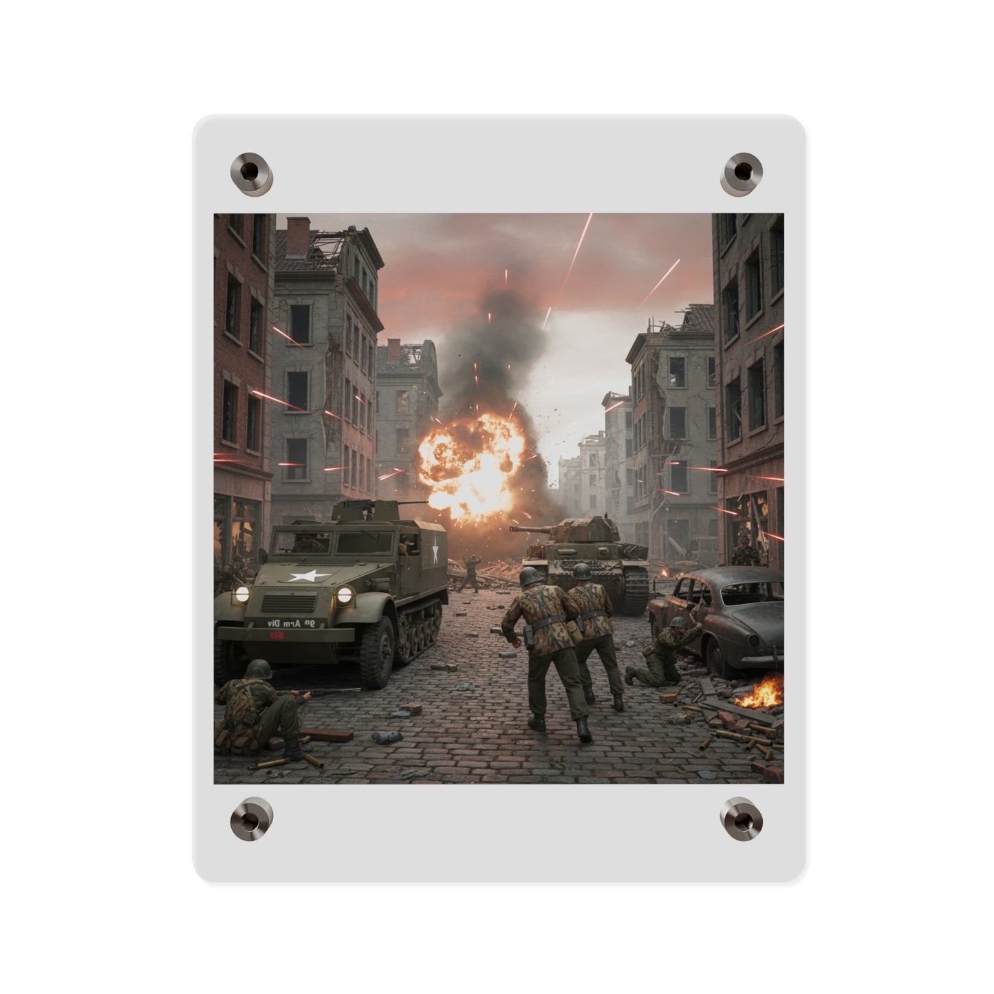 Acrylic Wall Art Panel - M3A1 - 9th Armor Division Attack - WWII