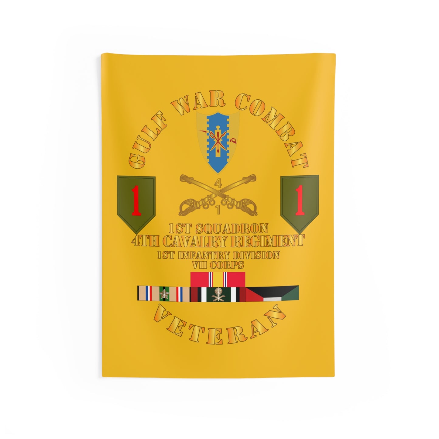 Indoor Wall Tapestry - Army - Gulf War Combat Cavalry Vet w 1st Squadron - 4th Cav - 1st ID