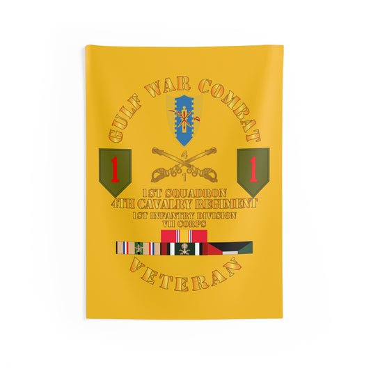 Indoor Wall Tapestry - Army - Gulf War Combat Cavalry Vet w 1st Squadron - 4th Cav - 1st ID