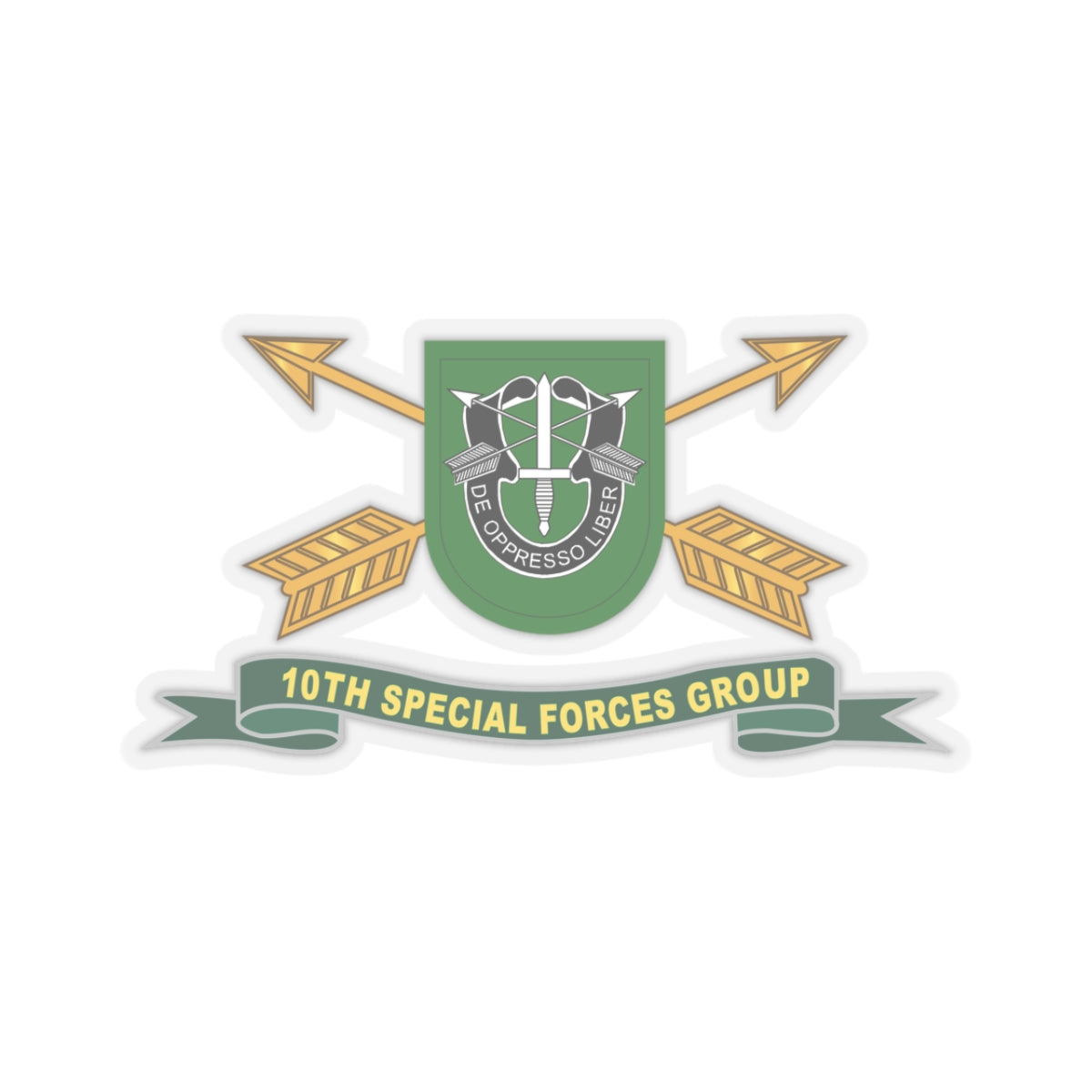 Kiss-Cut Stickers - 10th Special Forces Group - Flash w Br - Ribbon X 300