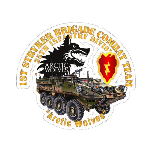 Kiss-Cut Stickers - 1st Stryker Bde - 25th ID - Arctic Wolves w Stryker - SSI
