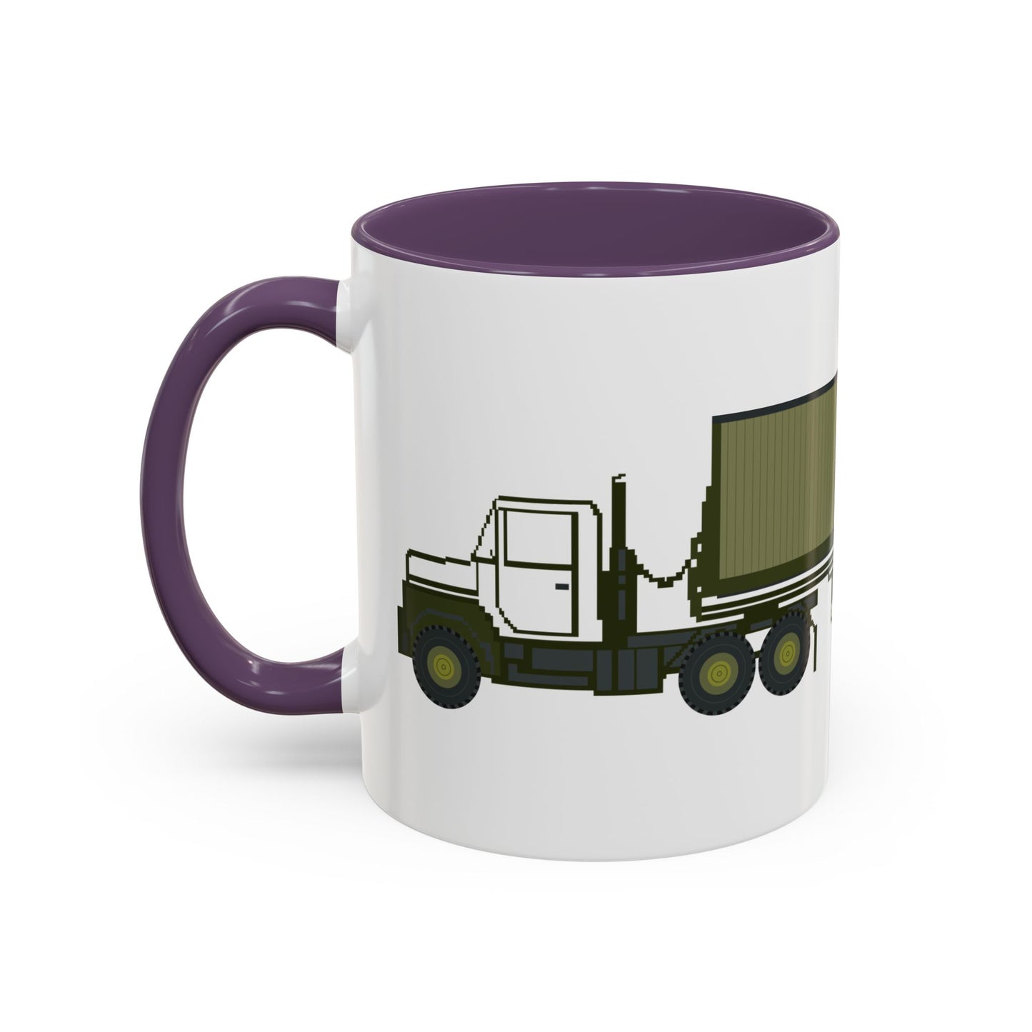 Accent Coffee Mug (11oz & 15oz) - Vehicle - M915 Tractor with M872 - 40 Ft Container - Side X 300
