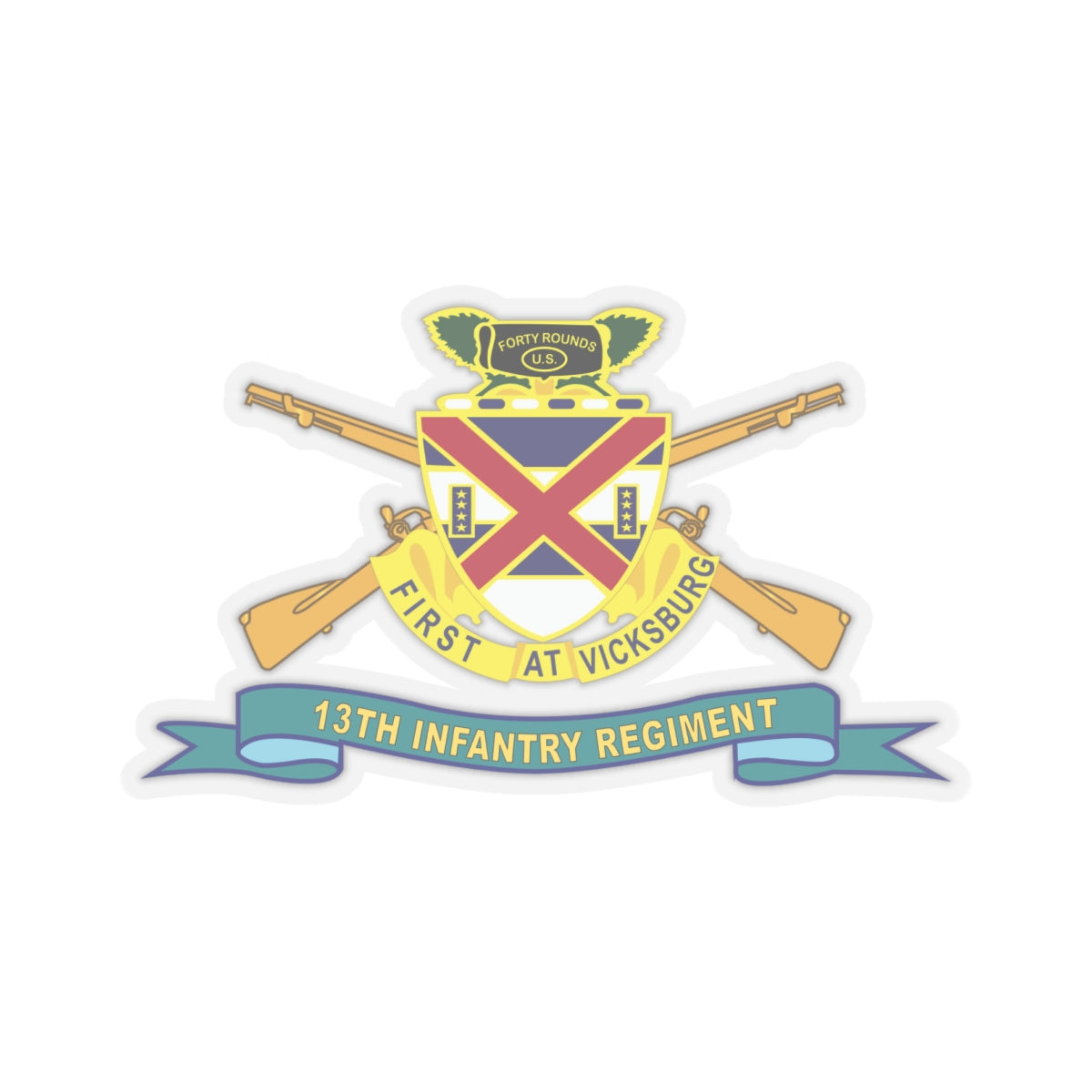 Kiss-Cut Stickers - 13th Infantry Regiment - DUI w Br - Ribbon X 300