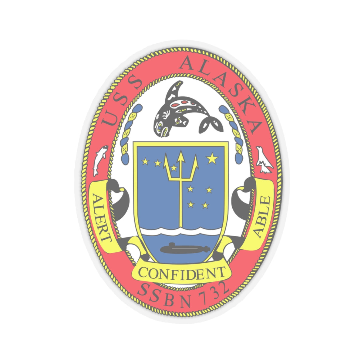 Kiss-Cut Stickers - Navy - USS Alaska (SSBN 732) wo Txt