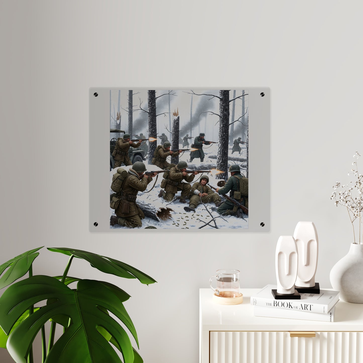 Acrylic Wall Art Panel - 101st Airborne Division fighting the German Army at the Battle of Bastogne