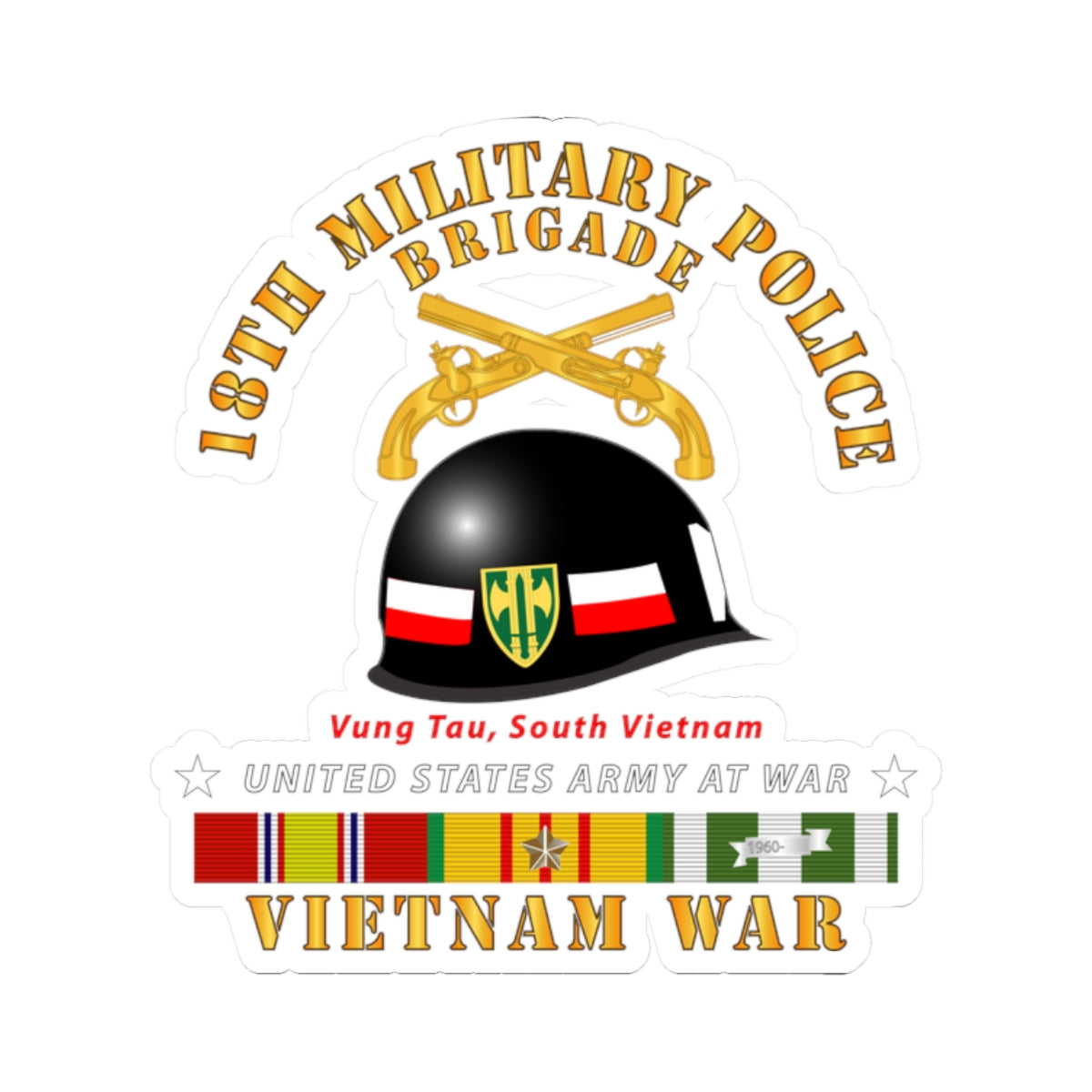 Kiss-Cut Stickers - 18th MP Brigade - Helmet - Vietnam w SVCV1