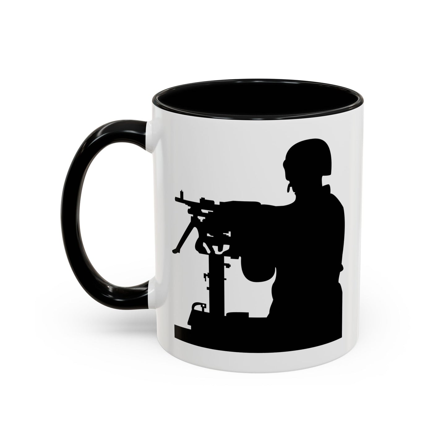 Accent Coffee Mug (11oz & 15oz) - Army - Soldier - MG Vehicle Mounted - Silhouette X 300