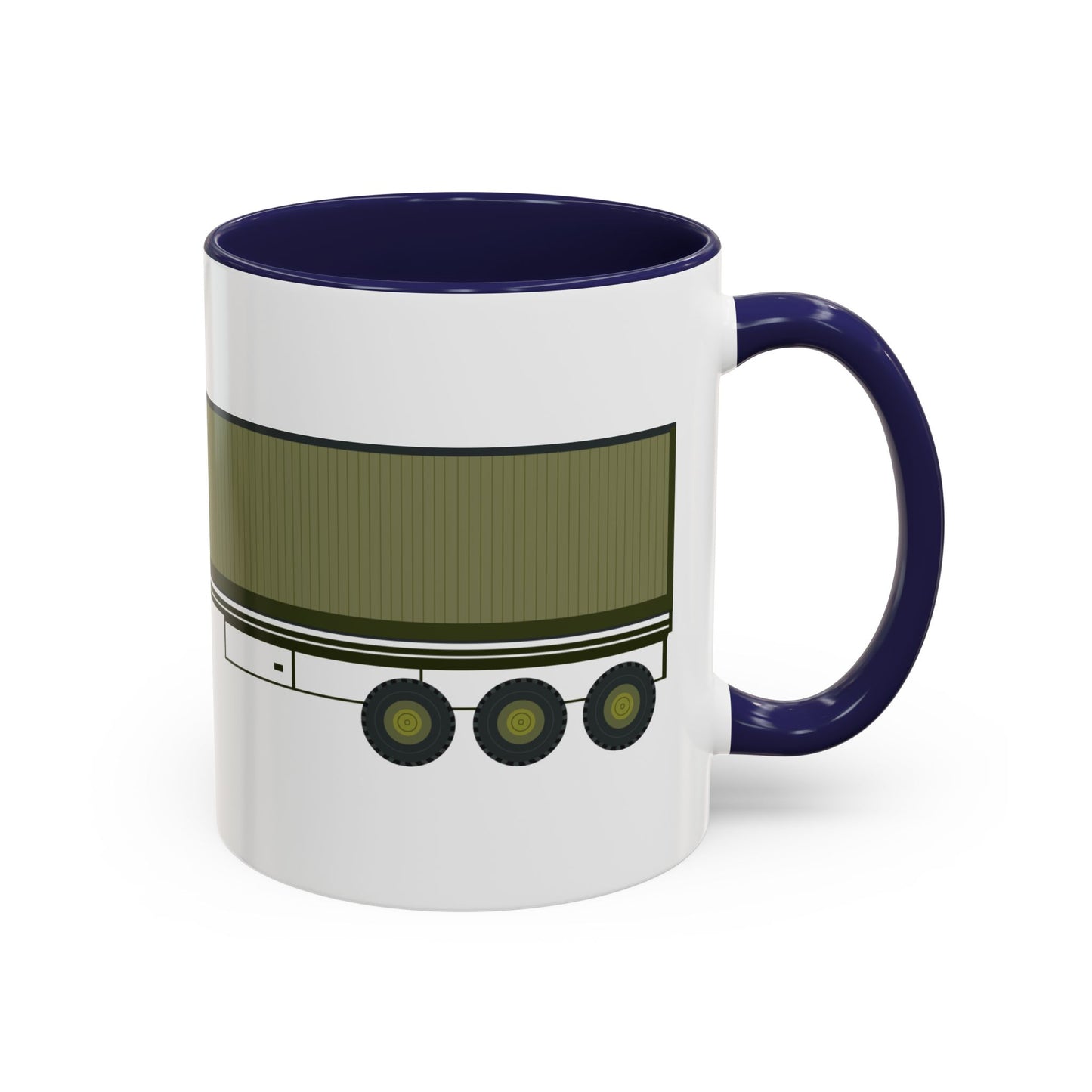 Accent Coffee Mug (11oz & 15oz) - Vehicle - M915 Tractor with M872 - 40 Ft Container - Side X 300