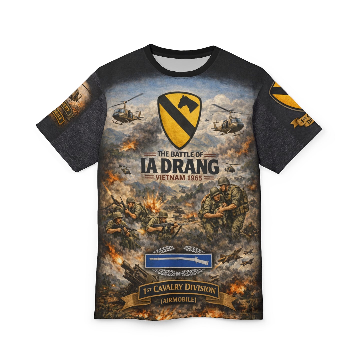 Battle of Ia Drang 1965 Airmobile Tee — 1st Cavalry Division Combat Infantryman All‑Over Print