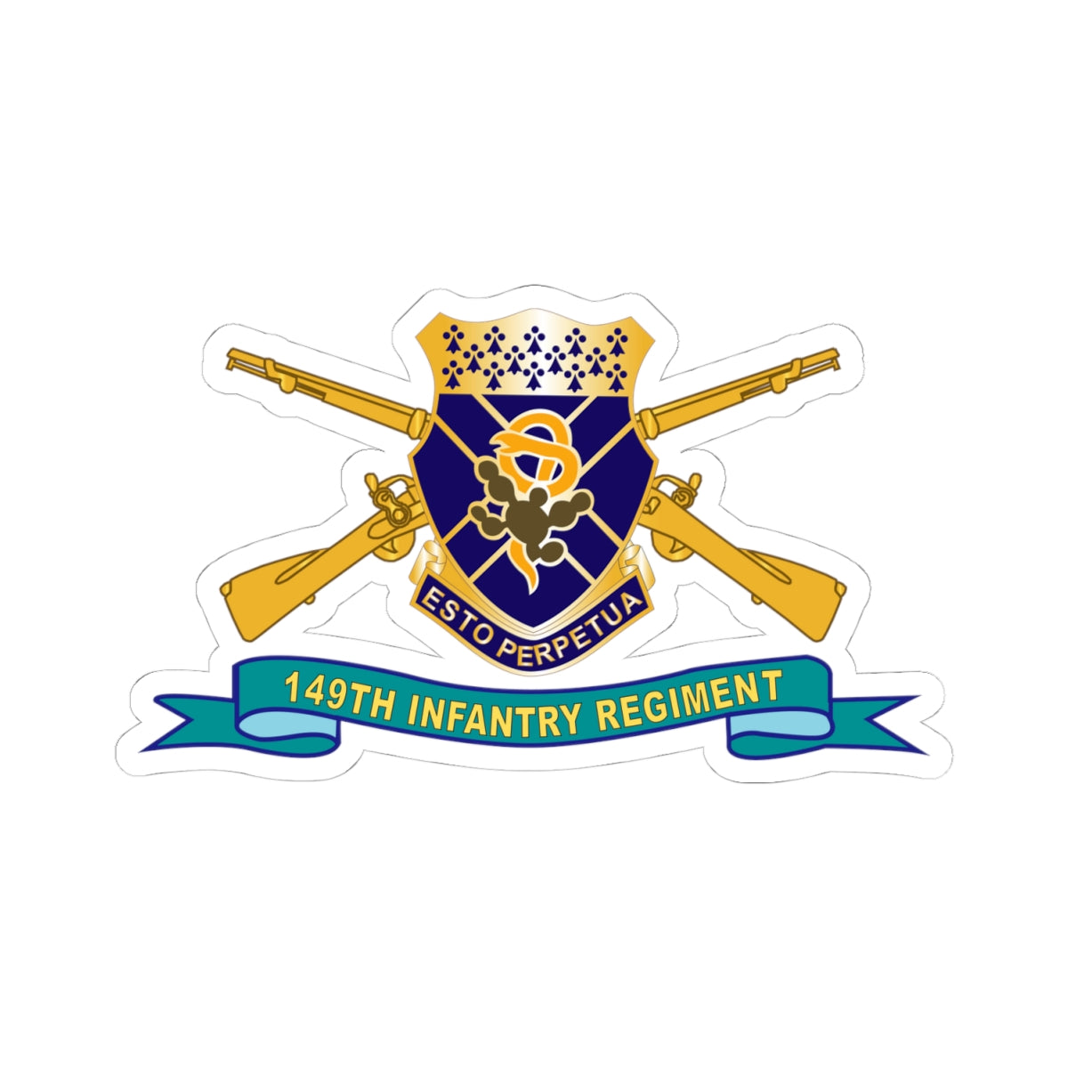 Kiss-Cut Stickers - 149th Infantry Regiment - COA w Br - Ribbon X 300