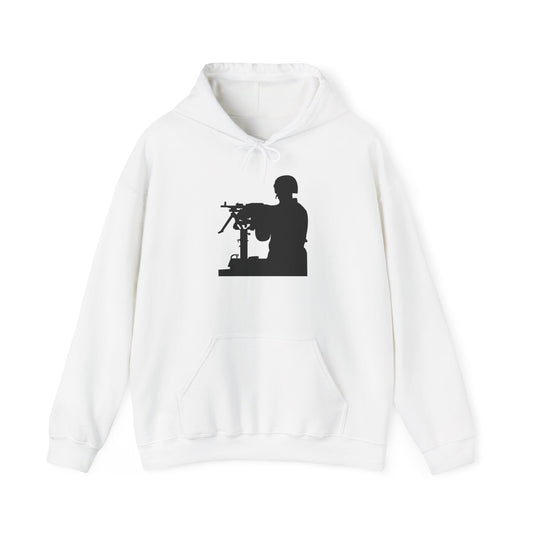 Unisex Heavy Blend Hooded Sweatshirt -Army - Soldier - MG Vehicle Mounted - Silhouette X 300