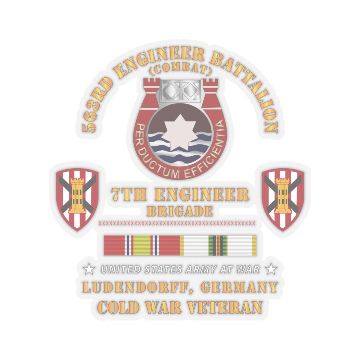 Kiss-Cut Stickers - 563rd Engineer Bn, 7th Eng Bde, Ludendorff, Germany w COLD SVC X 300