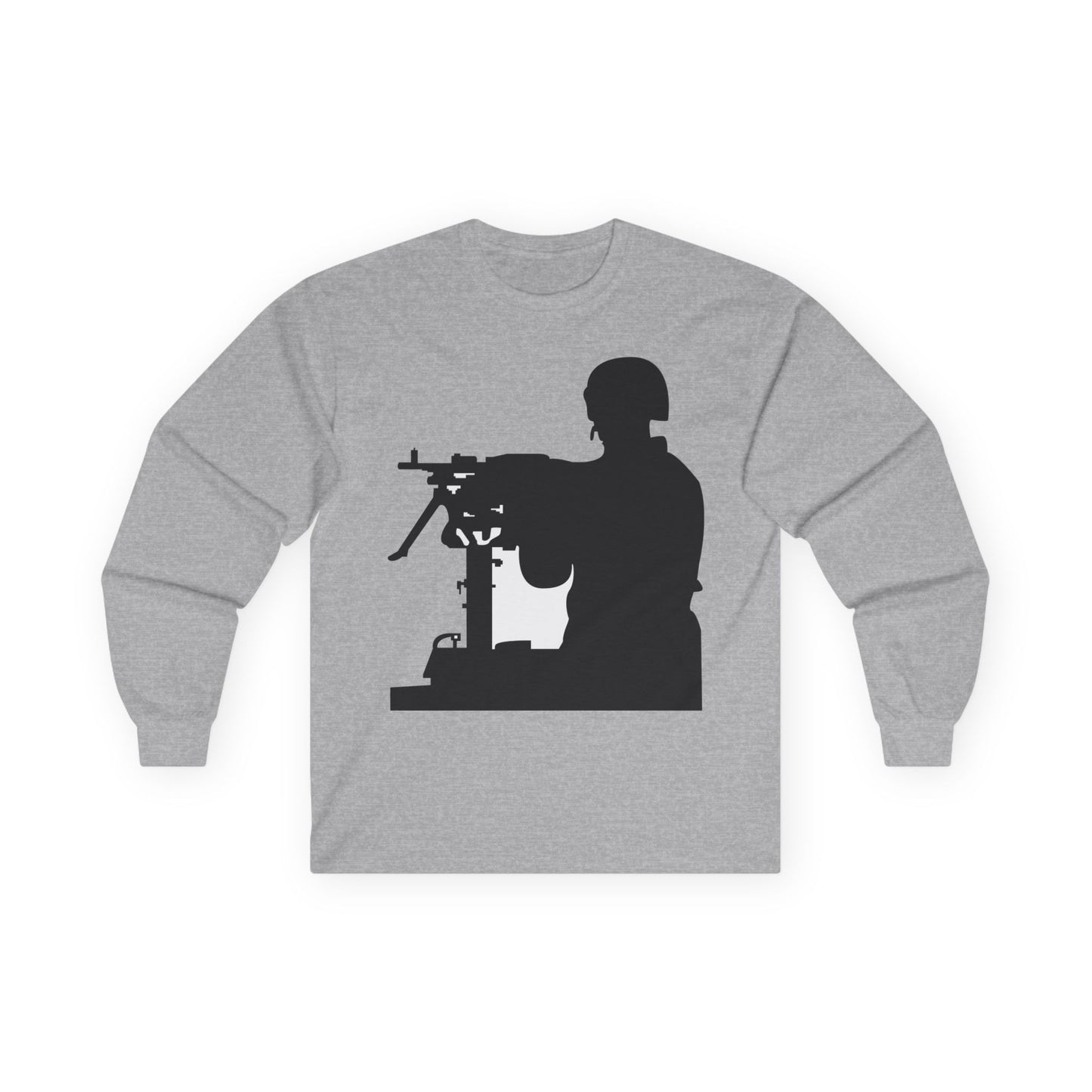 Unisex Ultra Cotton Long Sleeve Tee -Army - Soldier - MG Vehicle Mounted - Silhouette X 300